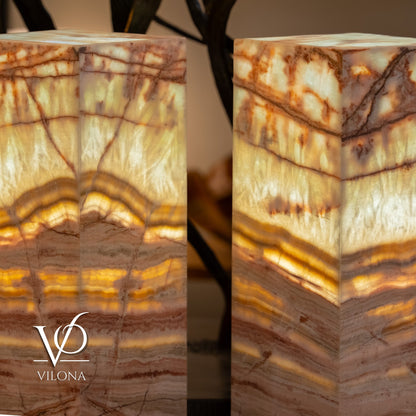 Divina Claire Onyx Table Lamp Pair – 22″ × 8″ Large Square #1