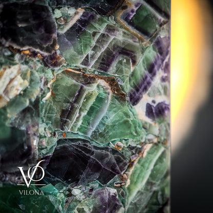 Fluorite Table Lamp - 16" Tall, 5.75"x5.75" Live Edge Square - (Small #17)