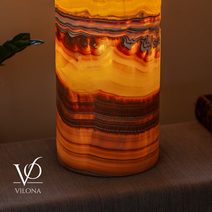 Miami Sunset Onyx Cylinder Live Edge Table Lamp #2