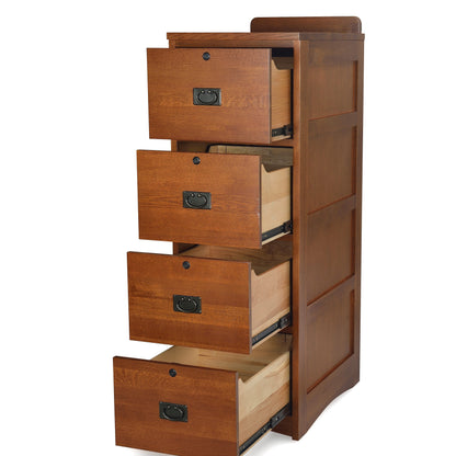 Mission Solid Oak 4 Drawer File Cabinet
