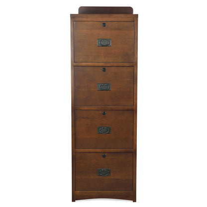 Mission Solid Oak 4 Drawer File Cabinet