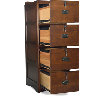 Mission Solid Oak 4 Drawer File Cabinet