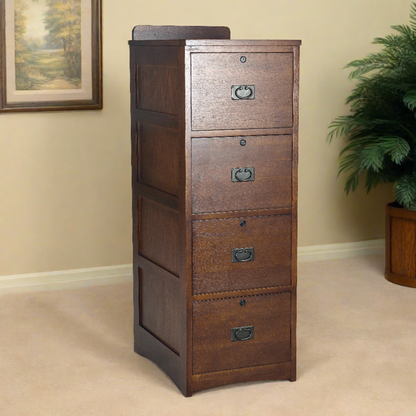 Mission Solid Oak 4 Drawer File Cabinet