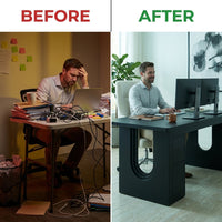 Executive Office Desk Built for Productivity, 71-Inch Wide Surface, Double Pedestal Base, Built-In Storage — Before & After