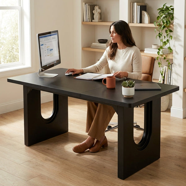 Executive Office Desk Built for Productivity, 71-Inch Wide Surface, Double Pedestal Base, Built-In Storage