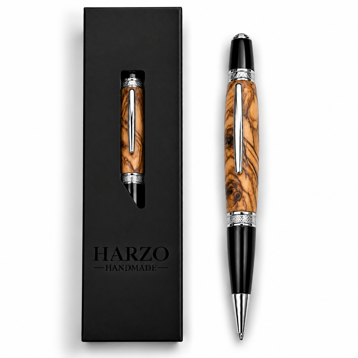 HARZO Handcrafted Bethlehem Olivewood Ballpoint Pen