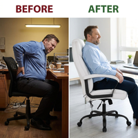 Office Chair Big and Tall 500Lbs Ergonomic Computer Chair High Back PU Leather Wide Seat Desk Chair with Lumbar Support Arms Executive Task Chair for Hone Office,White — Before & After