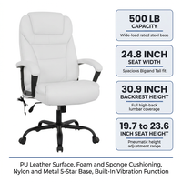 Office Chair Big and Tall 500Lbs Ergonomic Computer Chair High Back PU Leather Wide Seat Desk Chair with Lumbar Support Arms Executive Task Chair for Hone Office,White — Results & Stats