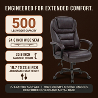Office Chair Big and Tall 500Lbs Ergonomic Computer Chair High Back PU Leather Wide Seat Desk Chair with Lumbar Support Arms Executive Task Chair for Hone Office,Brown — Results & Stats