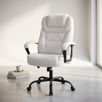 Office Chair Big and Tall 500Lbs Ergonomic Computer Chair High Back PU Leather Wide Seat Desk Chair with Lumbar Support Arms Executive Task Chair for Hone Office,White — Studio Shot