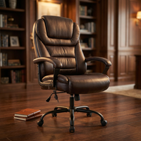 Office Chair Big and Tall 500Lbs Ergonomic Computer Chair High Back PU Leather Wide Seat Desk Chair with Lumbar Support Arms Executive Task Chair for Hone Office,Brown — Studio Shot