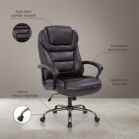 Office Chair Big and Tall 500Lbs Ergonomic Computer Chair High Back PU Leather Wide Seat Desk Chair with Lumbar Support Arms Executive Task Chair for Hone Office,Brown — infographic