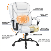 Office Chair Big and Tall 500Lbs Ergonomic Computer Chair High Back PU Leather Wide Seat Desk Chair with Lumbar Support Arms Executive Task Chair for Hone Office,White — How It Works