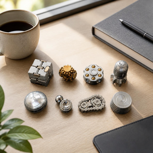 Set of 8 -Metal Desk Fidget & Kinetic Toy Collection