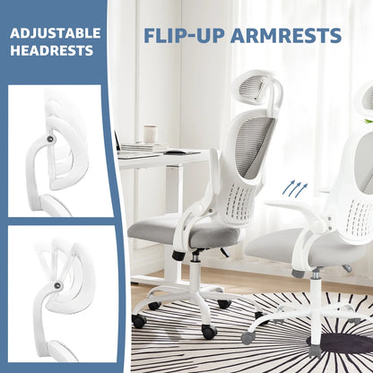 JHK Mesh Office Chair with Flip-Up Arms & Adjustable Headrest