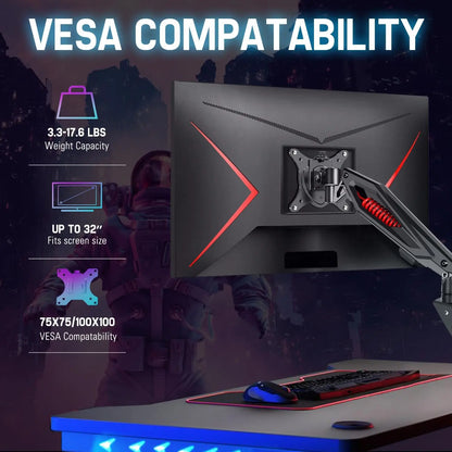 Mechanical Spring Gaming Monitor Arm – Fits Screens up to 32"
