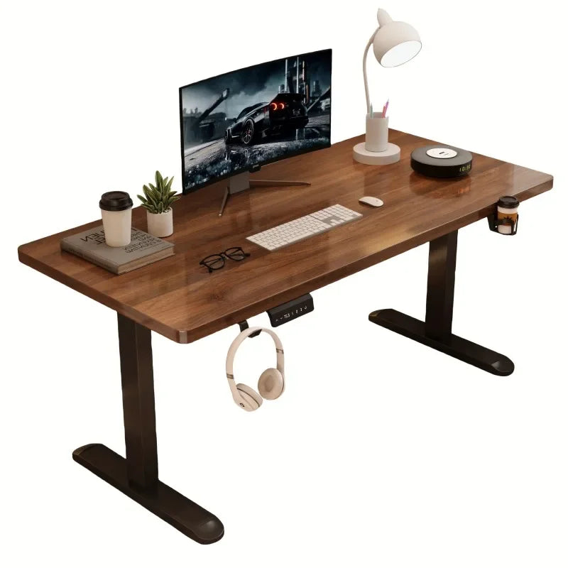 Electric Height-Adjustable Solid Wood Desk with Digital Display