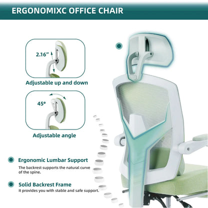 JHK High-Back Mesh Office Chair with Recline & Lumbar Pillow