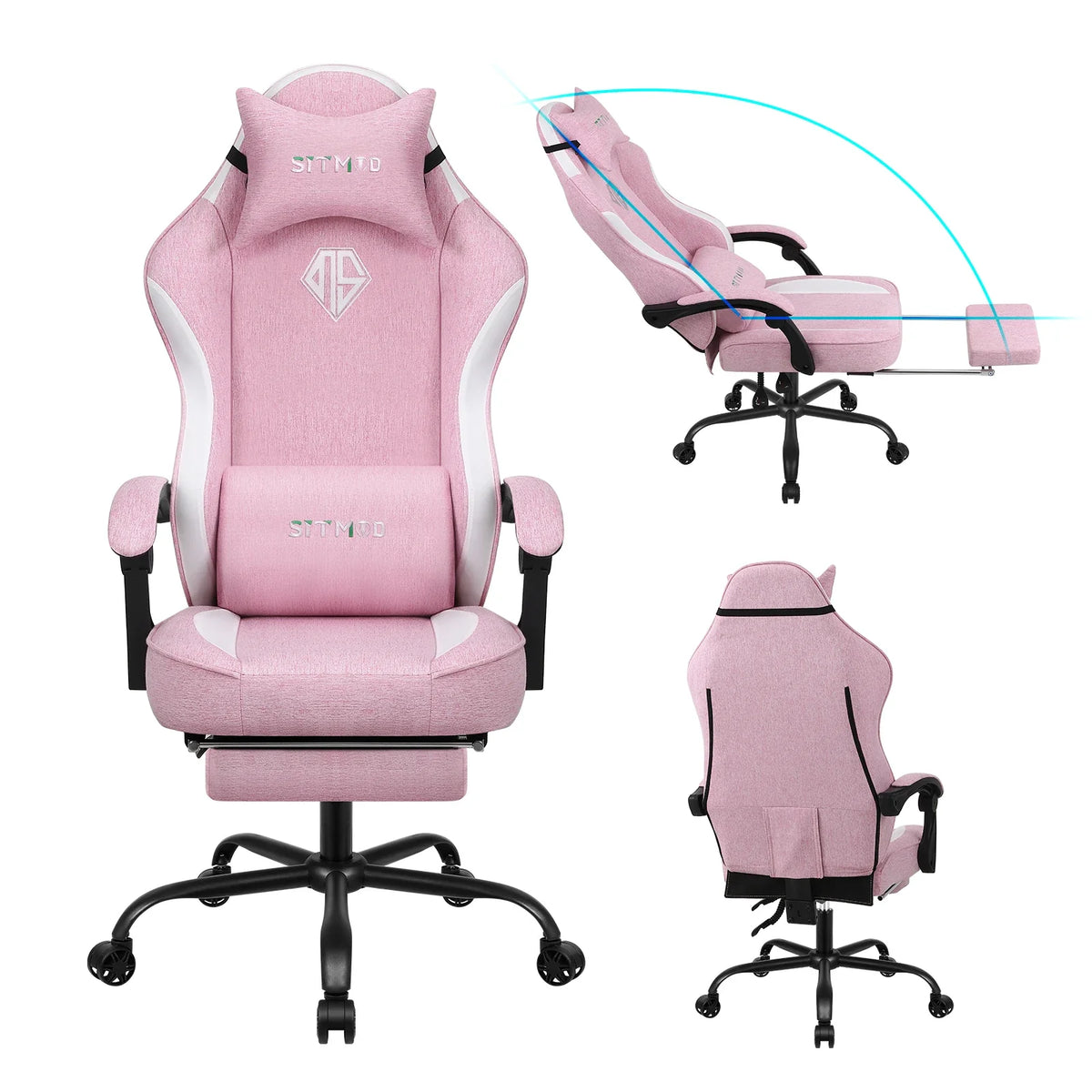 Height-Adjustable Gaming Chair with Footrest, Lumbar Support & Headrest