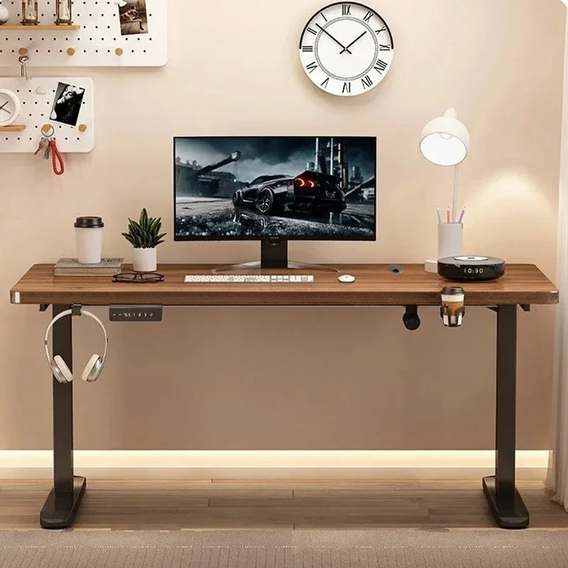 Electric Height-Adjustable Solid Wood Desk with Digital Display
