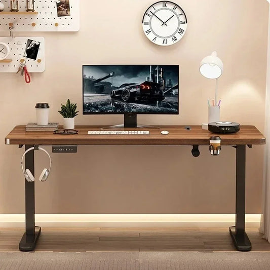Electric Height-Adjustable Solid Wood Desk with Digital Display