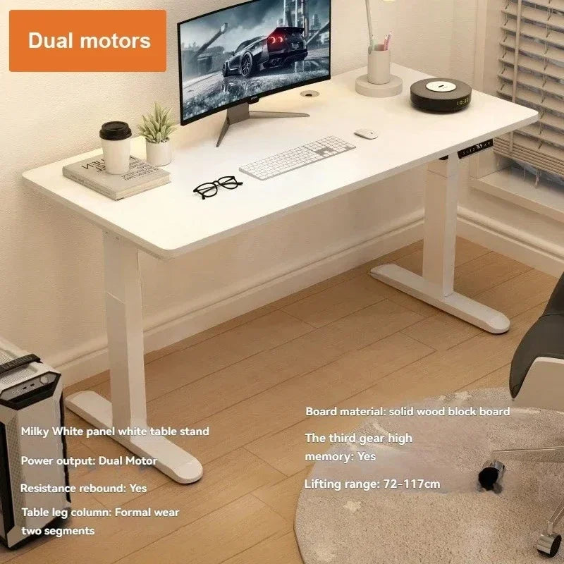 Electric Height-Adjustable Solid Wood Desk with Digital Display