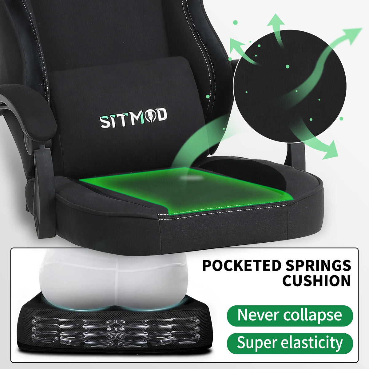 Height-Adjustable Gaming Chair with Footrest, Lumbar Support & Headrest