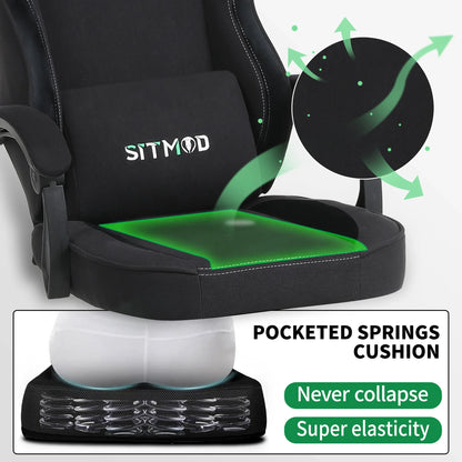 Height-Adjustable Gaming Chair with Footrest, Lumbar Support & Headrest