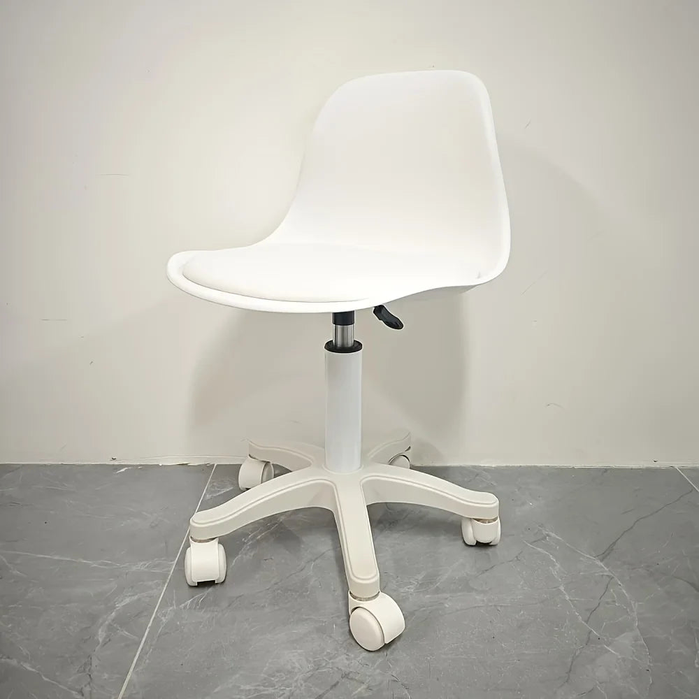 Adjustable Rolling Stool with Backrest – 360° Swivel, 300 lb Capacity