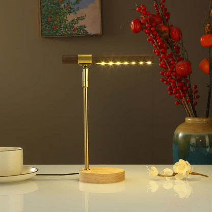 Minimalist Wooden LED Table Lamp with 180° Adjustment – USB-Powered