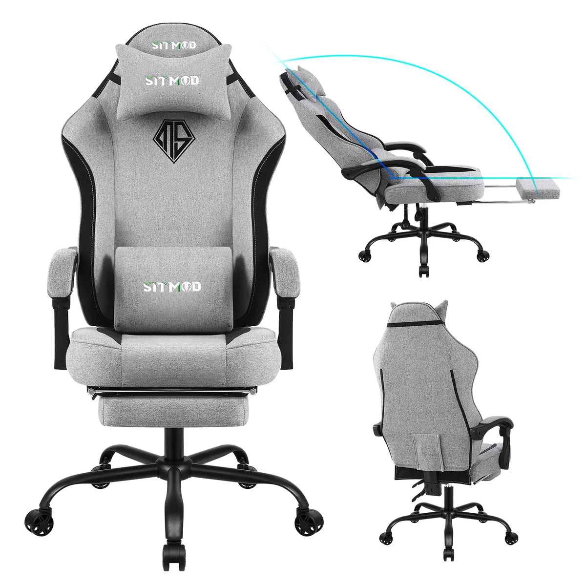 Height-Adjustable Gaming Chair with Footrest, Lumbar Support & Headrest