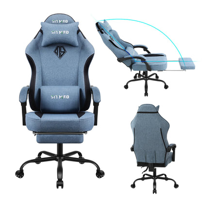 Height-Adjustable Gaming Chair with Footrest, Lumbar Support & Headrest