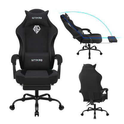 Height-Adjustable Gaming Chair with Footrest, Lumbar Support & Headrest