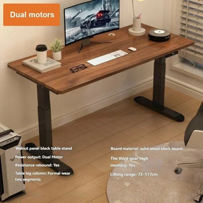 Electric Height-Adjustable Solid Wood Desk with Digital Display