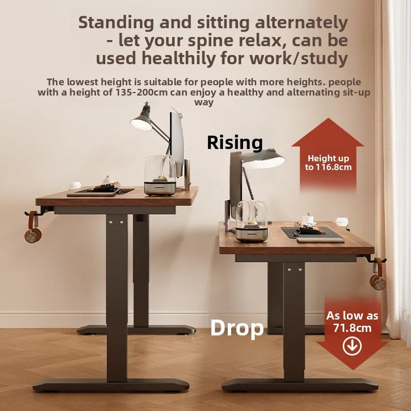 Electric Height-Adjustable Solid Wood Desk with Digital Display