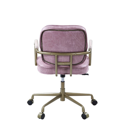 Siecross Top-Grain Leather Swivel Office Chair – Gray or Pink