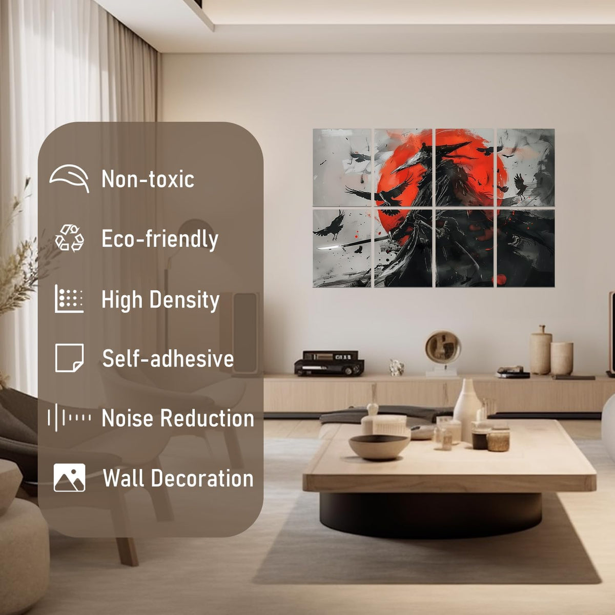 art Acoustic Panels Tiles Decorative Room Sound Proof Foam Absorbing Panels Noise Dampening Canceling Reducing Blocker for Walls (Dark Warrior, 48 * 32 In)