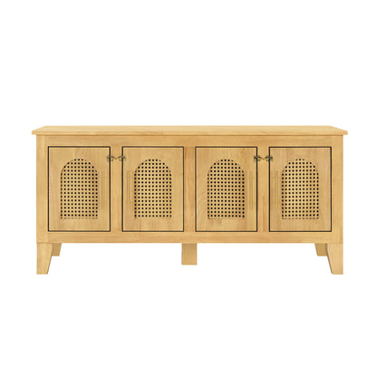Lars Indoor Rattan Rubber Wood Dog Crate Cabinet with Storage - Natural