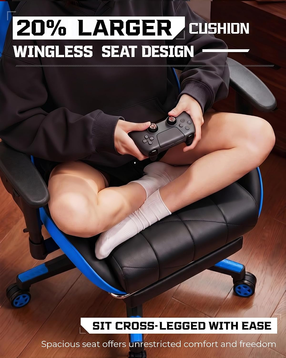 Gaming Chair, Big and Tall Video Game Chair with High Back PU Leather, Home Office Ergonomic Computer Chair with Footrest, Adjustable Height, 360° Swivel Wheels for Adults and Teens