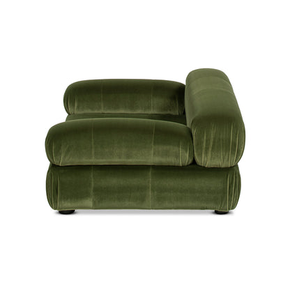Olive Green Velvet Upholstered Pet Bed with Bolstered Arms - Small to Medium