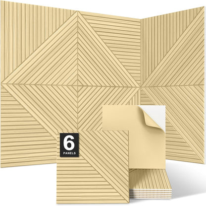 Wood-Pattern Acoustic Panels 23.6" X 23.6", 6 Pack, Ash