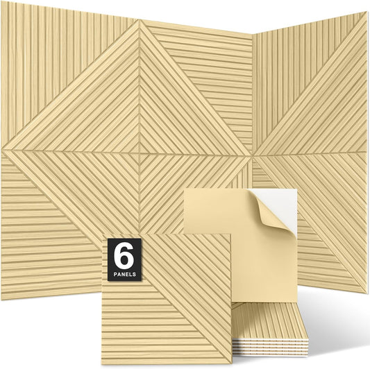 Wood-Pattern Acoustic Panels 23.6" X 23.6", 6 Pack, Ash