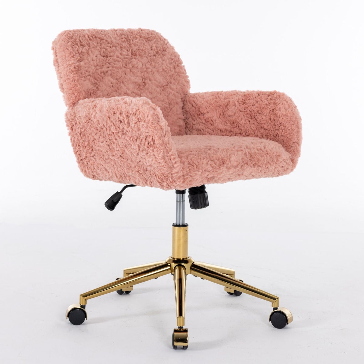 Artificial Rabbit Hair Office Chair with Metal Base - Swivel, Adjustable Height