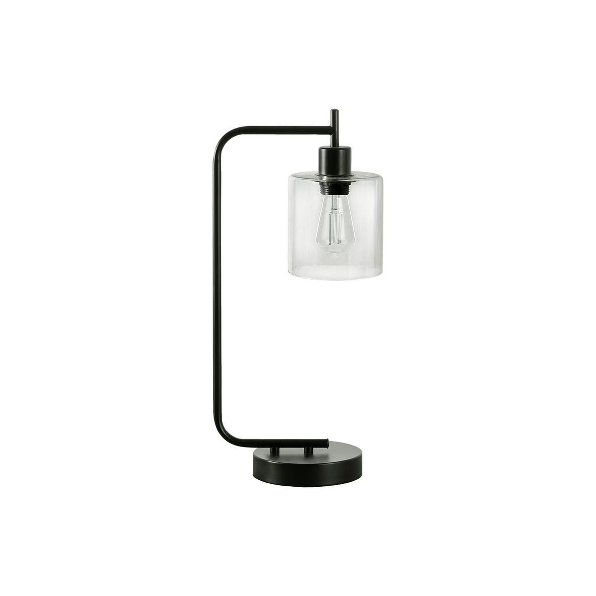 Modern Glass Lamp with USB Port – Black