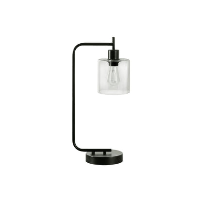 Modern Glass Lamp with USB Port – Black