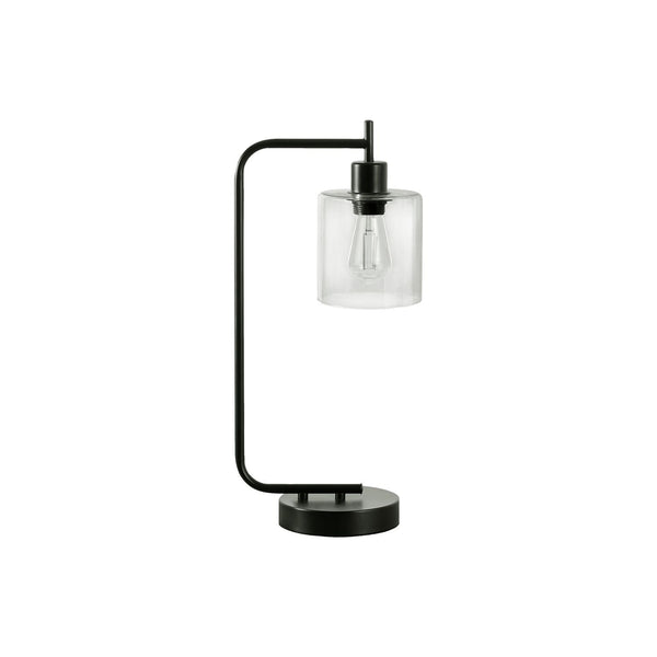 Modern Glass Lamp with USB Port – Black