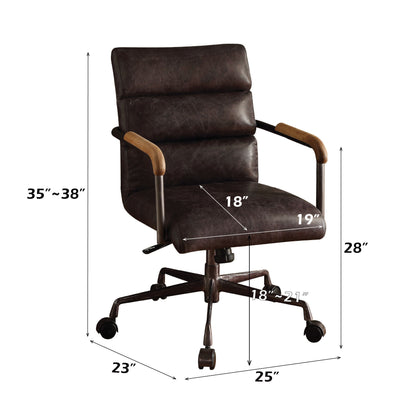 Retro Top-Grain Leather Swivel Office Chair