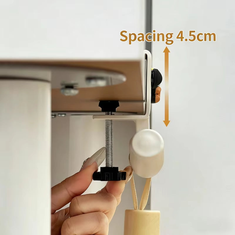 Adjustable Desk Hook No Need Drilling Carbon Steel Storage Hook Slideable Table Backpack Headset Hanger for Office Home Students