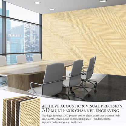 Wood-Pattern Acoustic Panels 23.6" X 23.6", 6 Pack, Ash