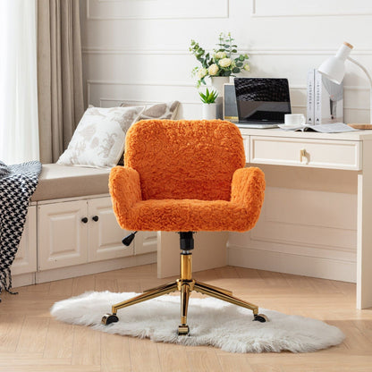 Artificial Rabbit Hair Office Chair with Metal Base - Swivel, Adjustable Height